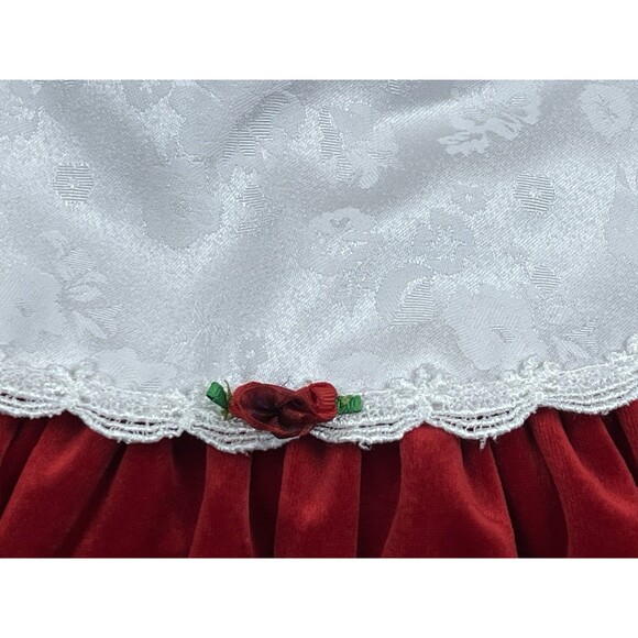 Vtg Piccolo Christmas Dress Girls 4T Red Velvet w/Lace Collar Festive Holiday - Picture 2 of 11
